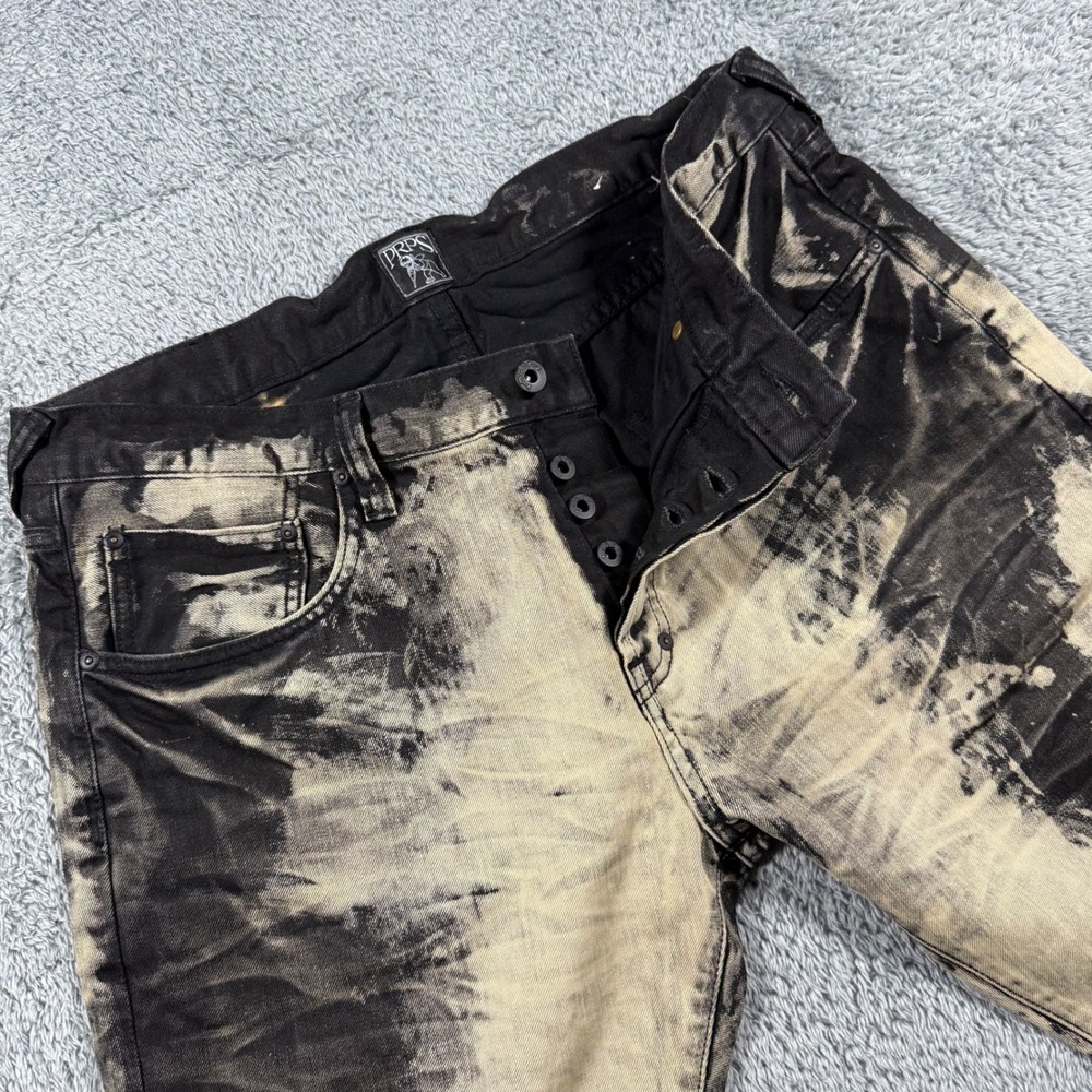 PRPS‎ Jeans Mens 36x34 Black Acid Wash Slim Fit Button Fly Streetwear Overdyed